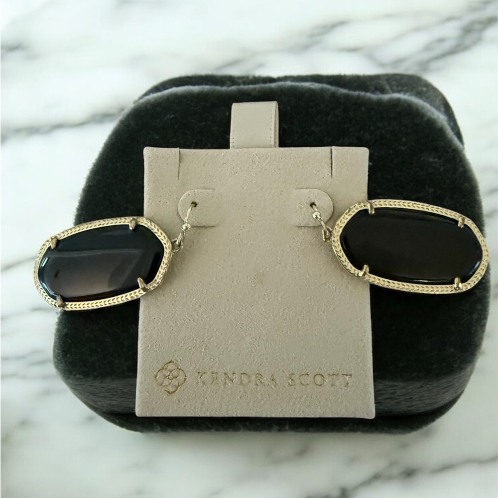 Kendra Scott Black and Gold Statement Earrings - Picture 4 of 8